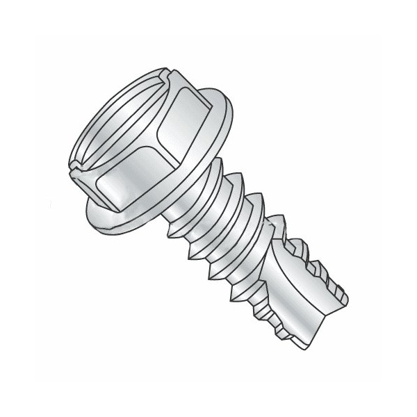 Newport Fasteners Thread Cutting Screw, #10 x 1/2 in, Zinc Plated Steel Hex Head Slotted Drive, 8000 PK 365358-8000 - main